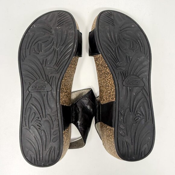 Abeo Una Black Cork Wedge Sandals Size 8.5 Narrow Orthopedic Comfortcore Travel - Picture 9 of 12